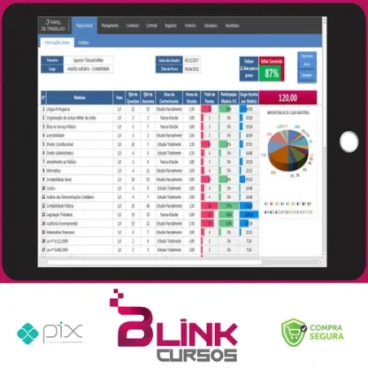 Planilha Controle de Estudos para Concursos Públicos Pro - Papel de Trabalho